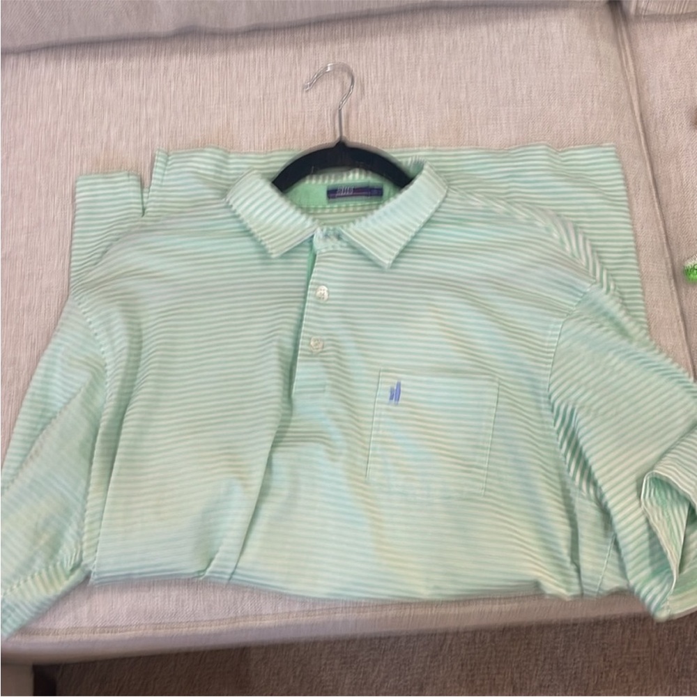johnnie-O Light Green Striped Polo Shirt
